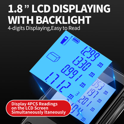 SecuFirst DM120 Digitale Afstandsmeter Laser tot 120 Meter bereik - Laserafstandmeter met Beschermhoes en Batterijen - 2 Waterpassen - Met Geheugen Metingen Opslaan
