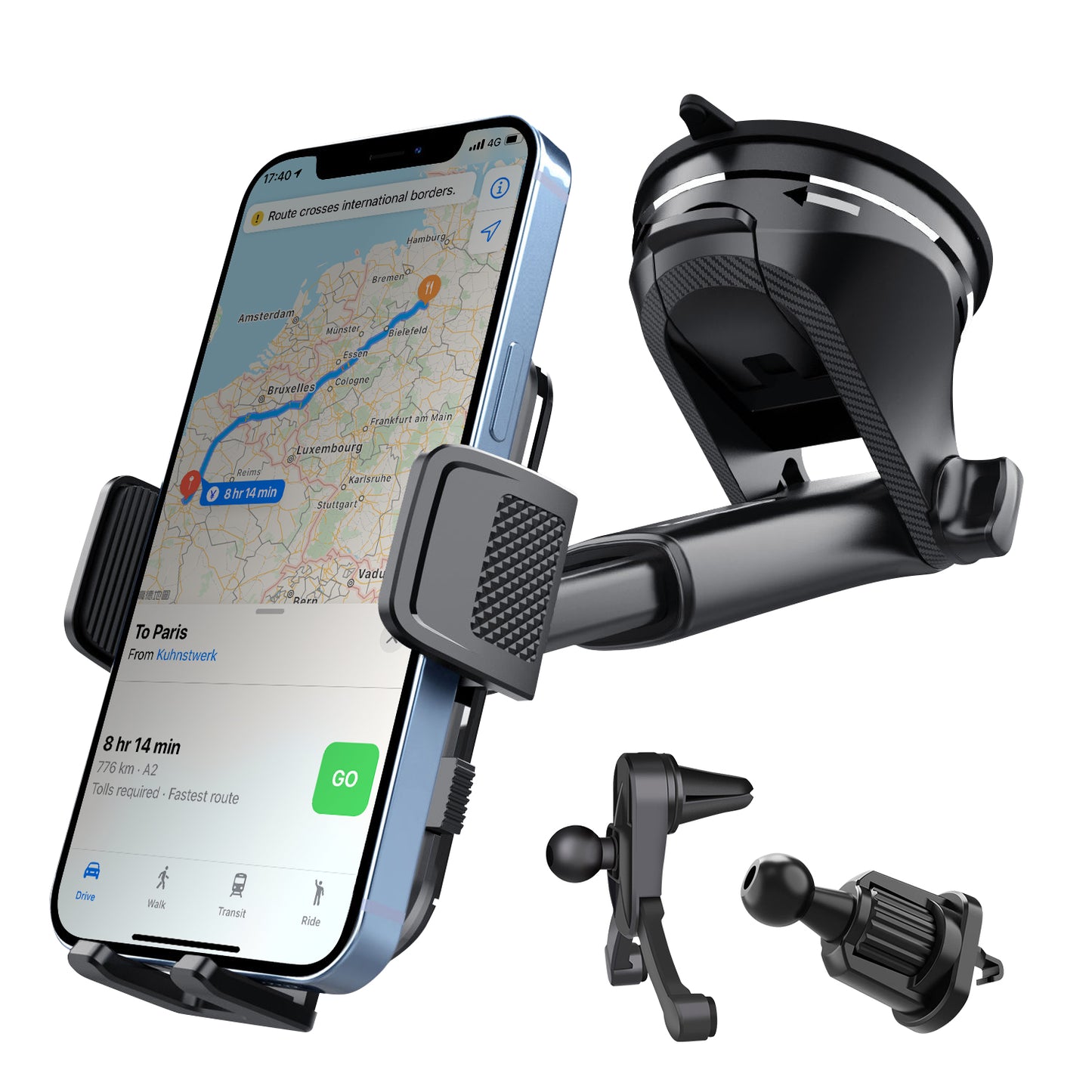 SecuFirst Telefoonhouder voor in de auto met extra sterke zuignap - Voor Raam, dashboard en ventilatie roosters