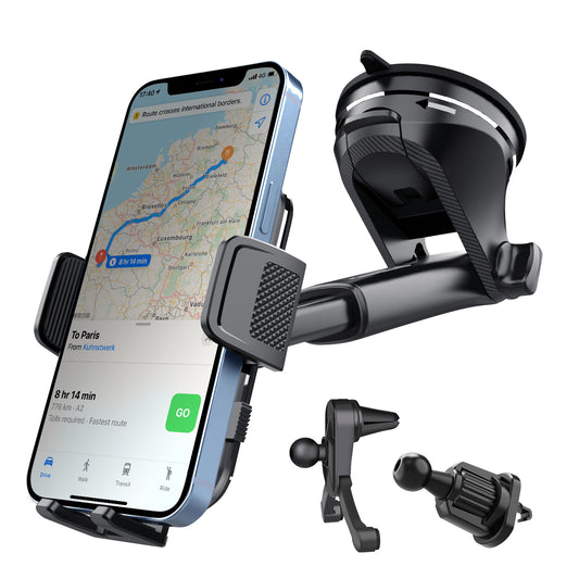 SecuFirst Telefoonhouder voor in de auto met extra sterke zuignap - Voor Raam, dashboard en ventilatie roosters