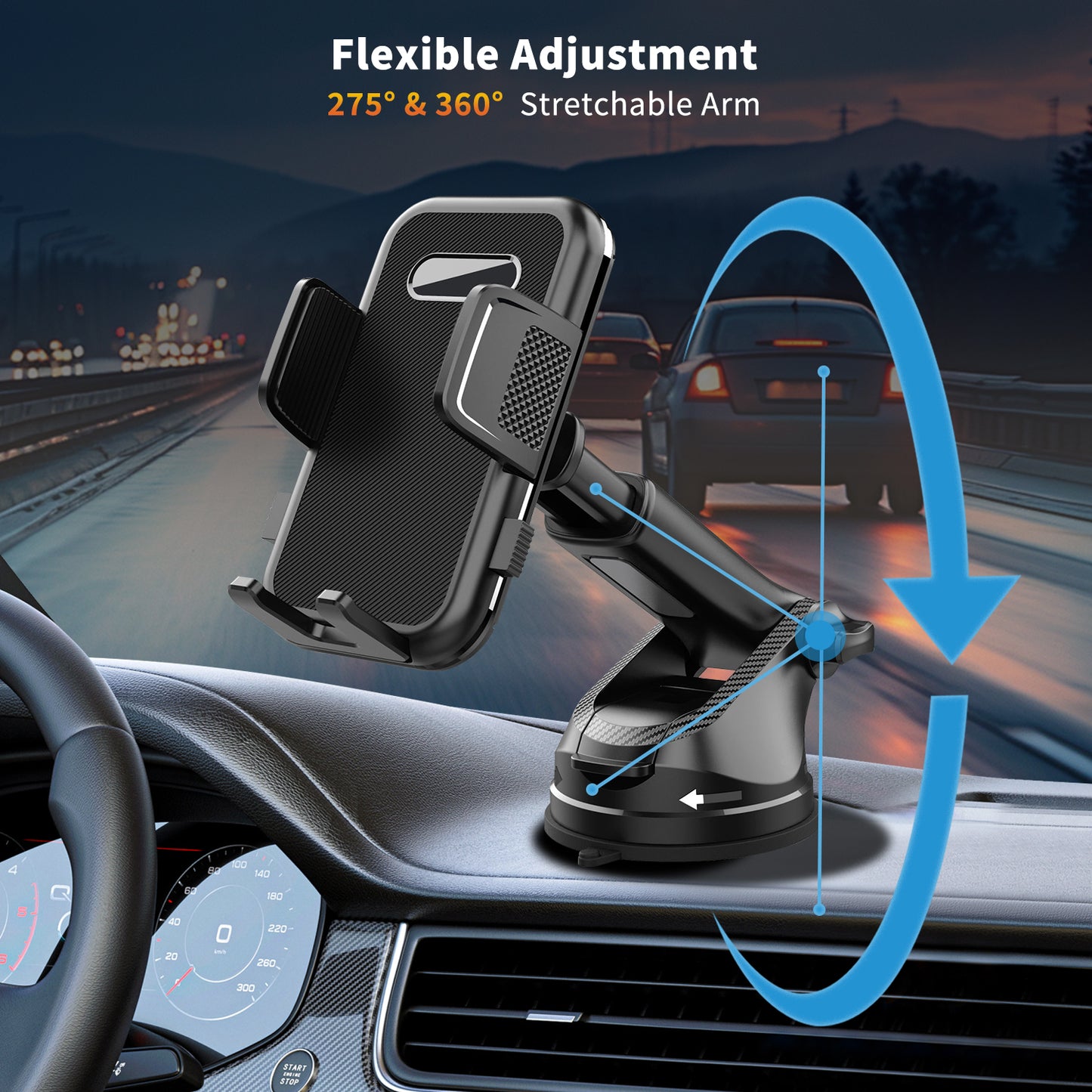 SecuFirst Telefoonhouder voor in de auto met extra sterke zuignap - Voor Raam, dashboard en ventilatie roosters