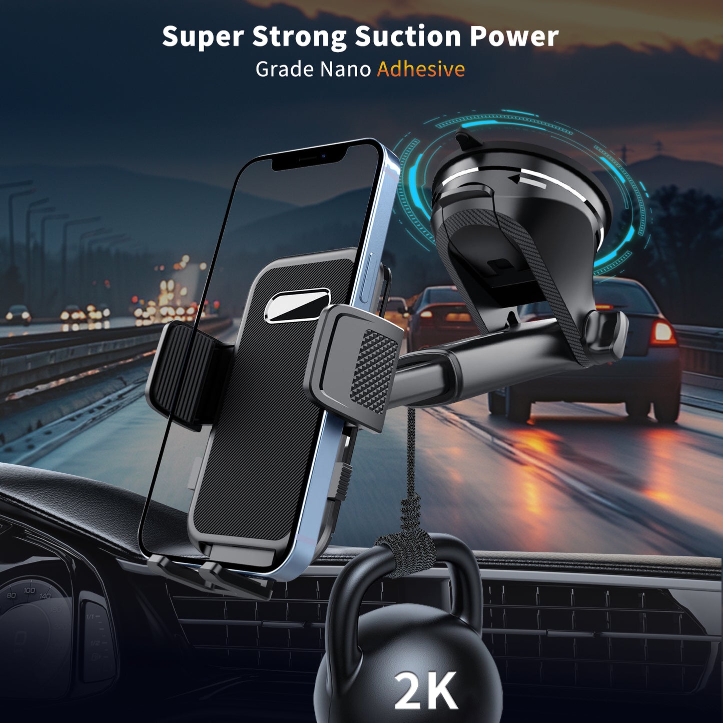 SecuFirst Telefoonhouder voor in de auto met extra sterke zuignap - Voor Raam, dashboard en ventilatie roosters