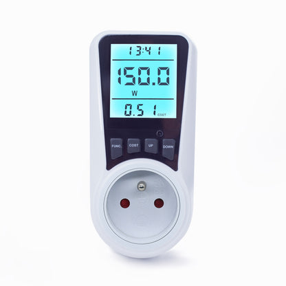 SEC24 Energiemeter met Led verlicht display - Verbruiksmeter - Stroomverbruik meter - Elektriciteitsmeter - Energie besparen - voor het meten van Watt/Ampère/Voltage/KWH (KWH230FR) BE + FR