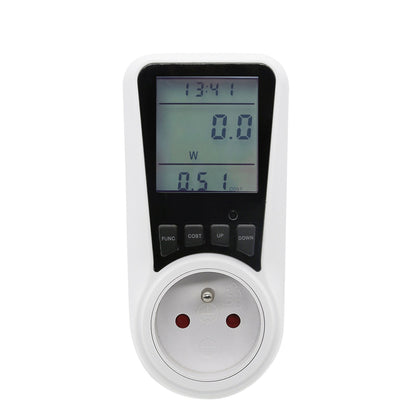 SEC24 Energiemeter met Led verlicht display - Verbruiksmeter - Stroomverbruik meter - Elektriciteitsmeter - Energie besparen - voor het meten van Watt/Ampère/Voltage/KWH (KWH230FR) BE + FR