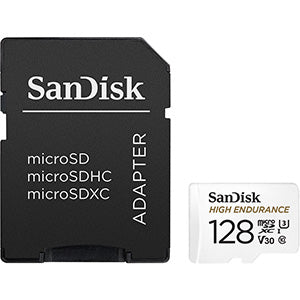 Sandisk High Endurance 128GB MicroSD – Class 10 Opslag + Adapter