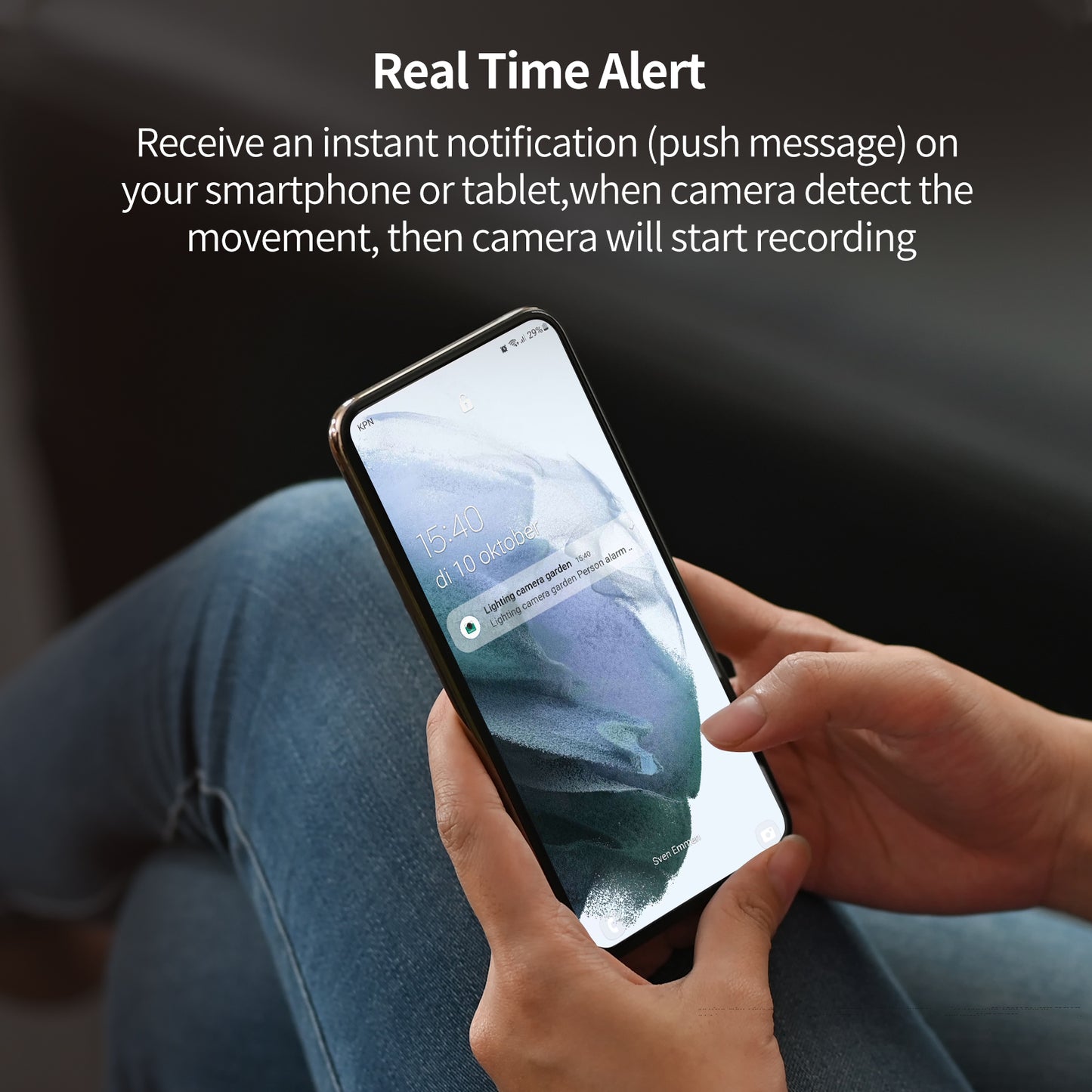 Dimbare buitenlamp met WiFi Camera  ZWART– 2K Resolutie & SD Kaart 128GB | SecuFirst