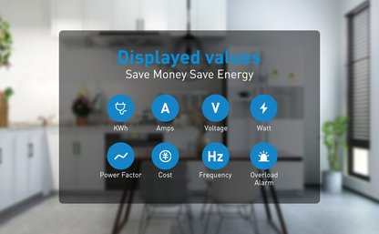 SEC24 Energiemeter met Led verlicht display - Verbruiksmeter - Stroomverbruik meter - Elektriciteitsmeter - Energie besparen - voor het meten van Watt/Ampère/Voltage/KWH (KWH230FR) BE + FR