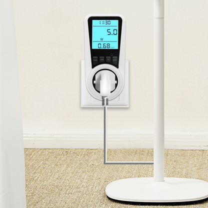 SEC24 Energiemeter met Led verlicht display - Verbruiksmeter - Stroomverbruik meter - Elektriciteitsmeter - Energie besparen - voor het meten van Watt/Ampère/Voltage/KWH (KWH230FR) BE + FR