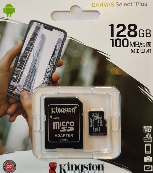 Kingston Micro SD-card 128GB - UHS1 Class10 - met adapter