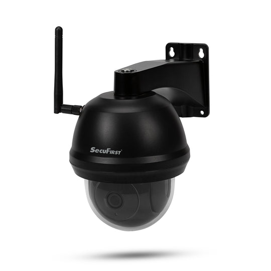 SecuFirst Wi-Fi IP-Beveiligings Dome Camera PTZ voor Buiten (CAM214Z) – Zwart met 128GB SD-Kaart