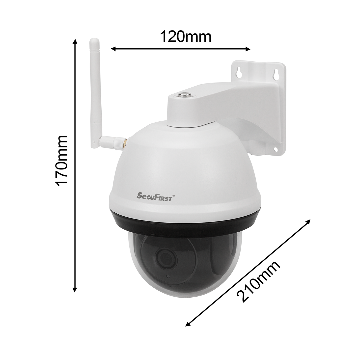 SecuFirst Wi-Fi IP-Beveiligings Dome Camera PTZ Outdoor WIT (CAM214W)
