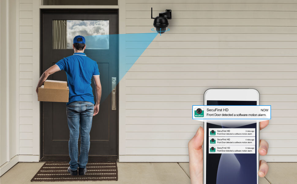 SecuFirst Wi-Fi IP-Beveiligings Dome Camera PTZ Outdoor Zwart (CAM214Z) Met 128GB Micro SD Kaart