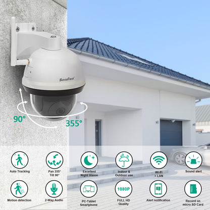 SecuFirst Wi-Fi IP-Beveiligings Dome Camera PTZ Outdoor WIT (CAM214W)