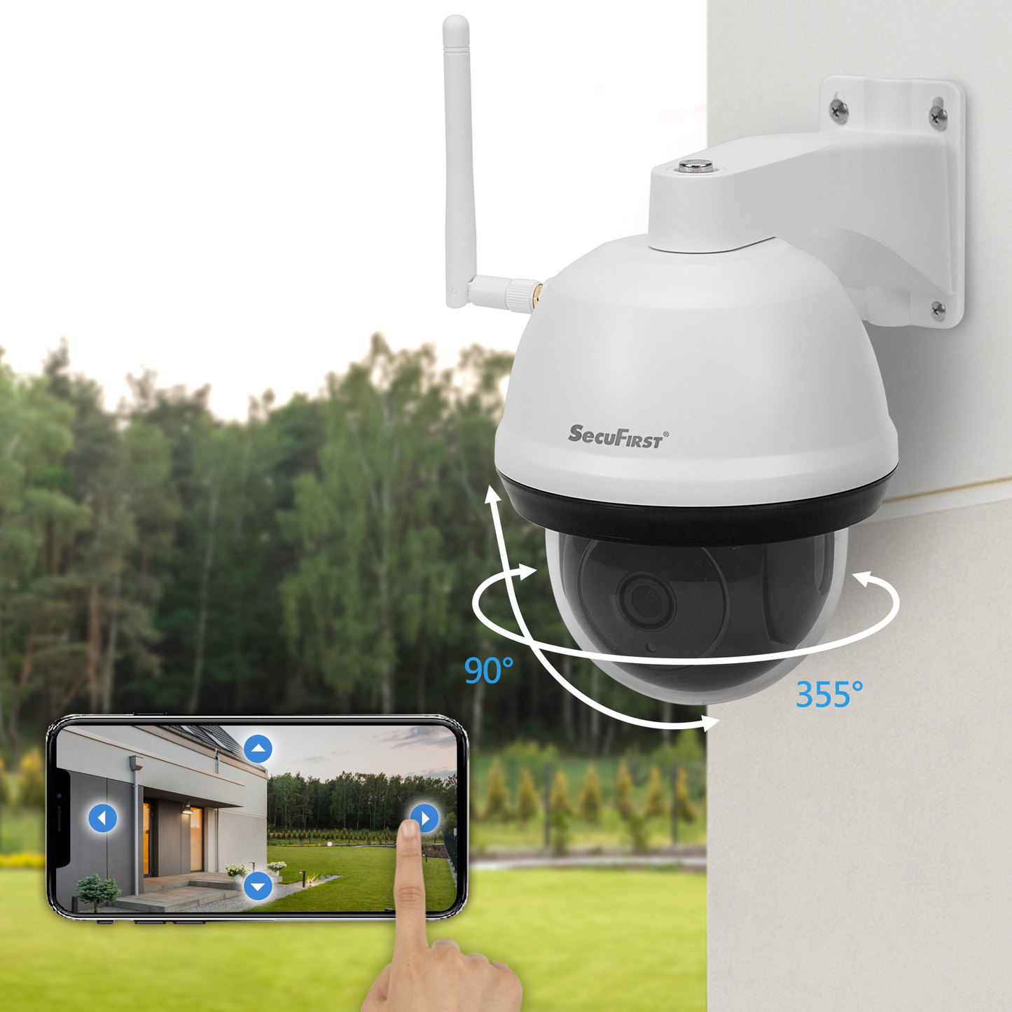 SecuFirst Wi-Fi IP-Beveiligings Dome Camera PTZ Outdoor WIT (CAM214W)