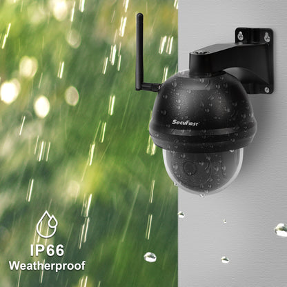 SecuFirst Wi-Fi IP-Beveiligings Dome Camera PTZ Outdoor Zwart (CAM214Z) Met 128GB Micro SD Kaart