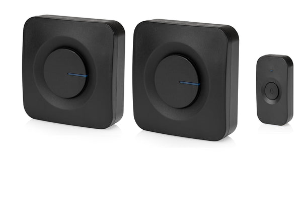 SEC24 DB706B - Draadloze Deurbel met 2 Ontvangers - Regelbaar Volume - 52x Melodie - LED - Zwart