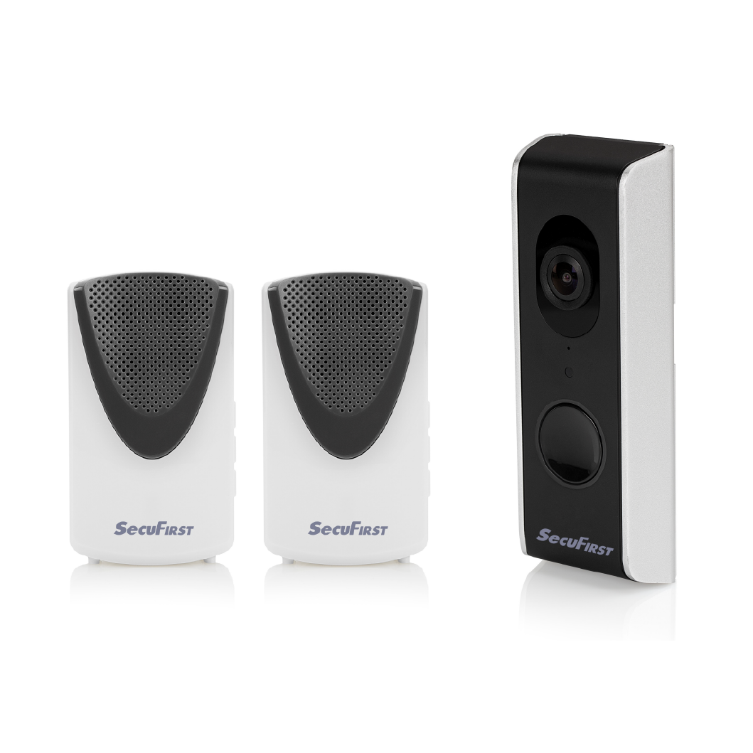 SecuFirst Wi-Fi deurbel met draadloze bel 1080P Zwart / Zilver (DID701B+)