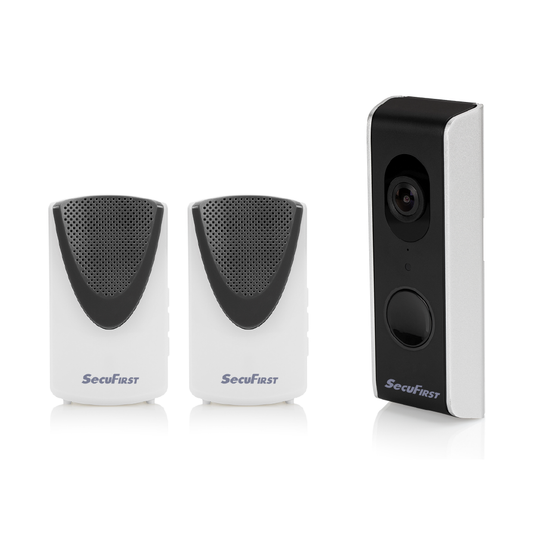 SecuFirst Wi-Fi deurbel met draadloze bel 1080P Zwart / Zilver (DID701B+)
