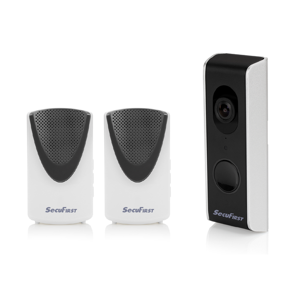 SecuFirst Wi-Fi deurbel met draadloze bel 1080P Zwart / Zilver (DID701B+)