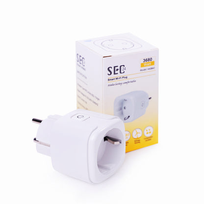 SEC24 Slimme stekker WiFi plug met digitale timer 16A- Tijdschakelaar - Energiemeter - Werkt met Google Home en Alexa - Voor binnen gebruik (HAS860)