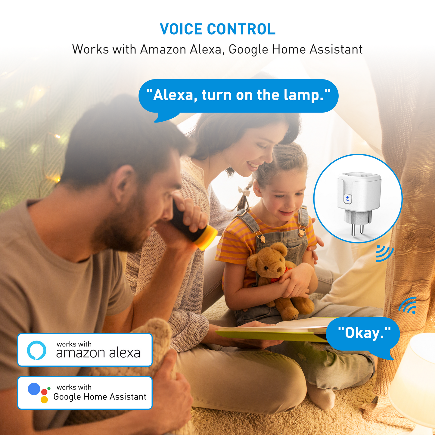 SEC24 2x Slimme stekker WiFi plug met digitale timer 16A- Tijdschakelaar - Werkt met Google Home en Alexa - Voor binnen gebruik (HAS860V2)