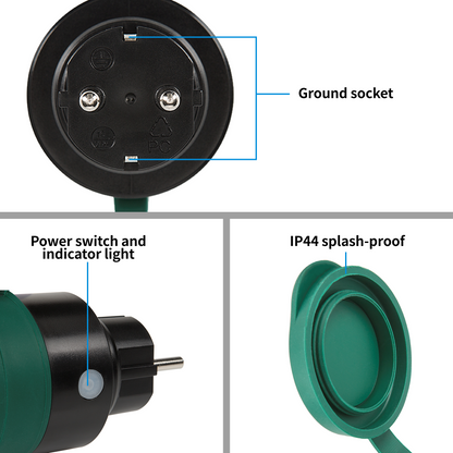 SEC24 2x Slimme stekkers WiFi plug met digitale timer 16A- Tijdschakelaar - Werkt met Google Home en Alexa - Voor buiten gebruik (HAS880V2)