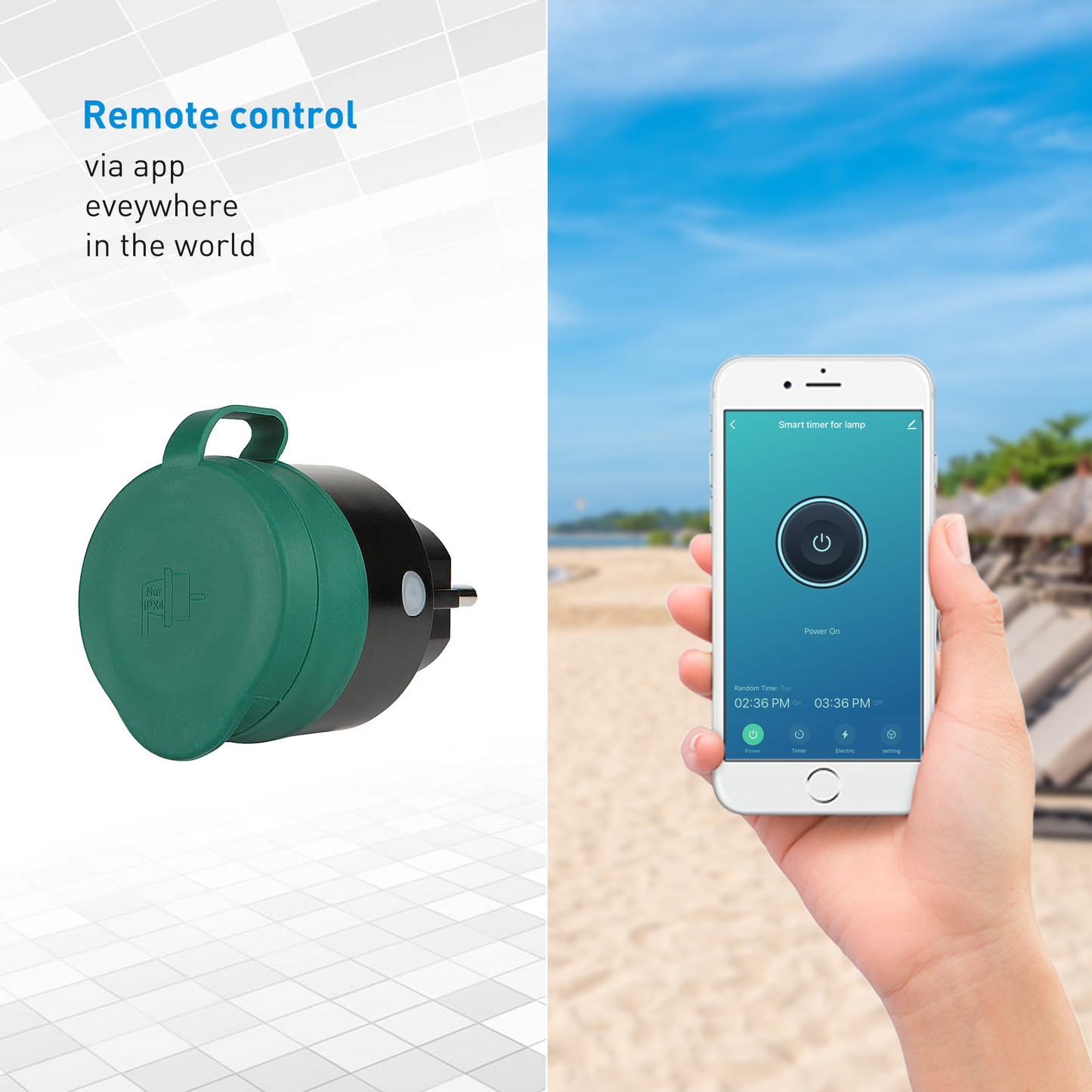 SEC24 2x Slimme stekkers WiFi plug met digitale timer 16A- Tijdschakelaar - Werkt met Google Home en Alexa - Voor buiten gebruik (HAS880V2)