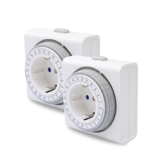 SEC24 2x Tijdschakelaar Mechanisch voor Binnen gebruik - 230V 3680W - Energie besparing (TMR101V2)