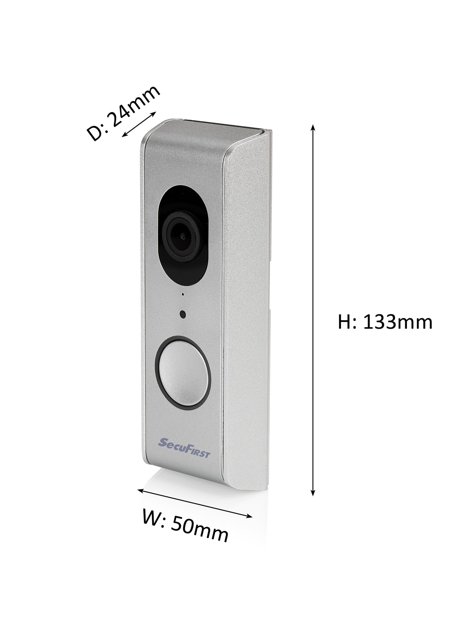 SecuFirst Wi-Fi deurbel met draadloze bel 1080P Zilver (DID701S)+ 32GB micro sd kaart