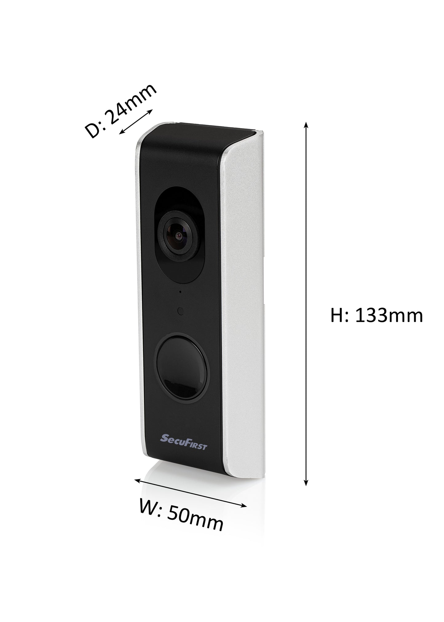 SecuFirst Wi-Fi deurbel met draadloze bel 1080P Zwart / Zilver (DID701B) + 32GB micro sd kaart