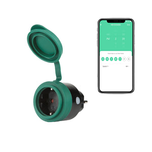 SEC24 Slimme stekker WiFi plug met digitale timer 16A- Tijdschakelaar - Energie besparing - Werkt met Google Home en Alexa - Voor buiten gebruik (HAS880)
